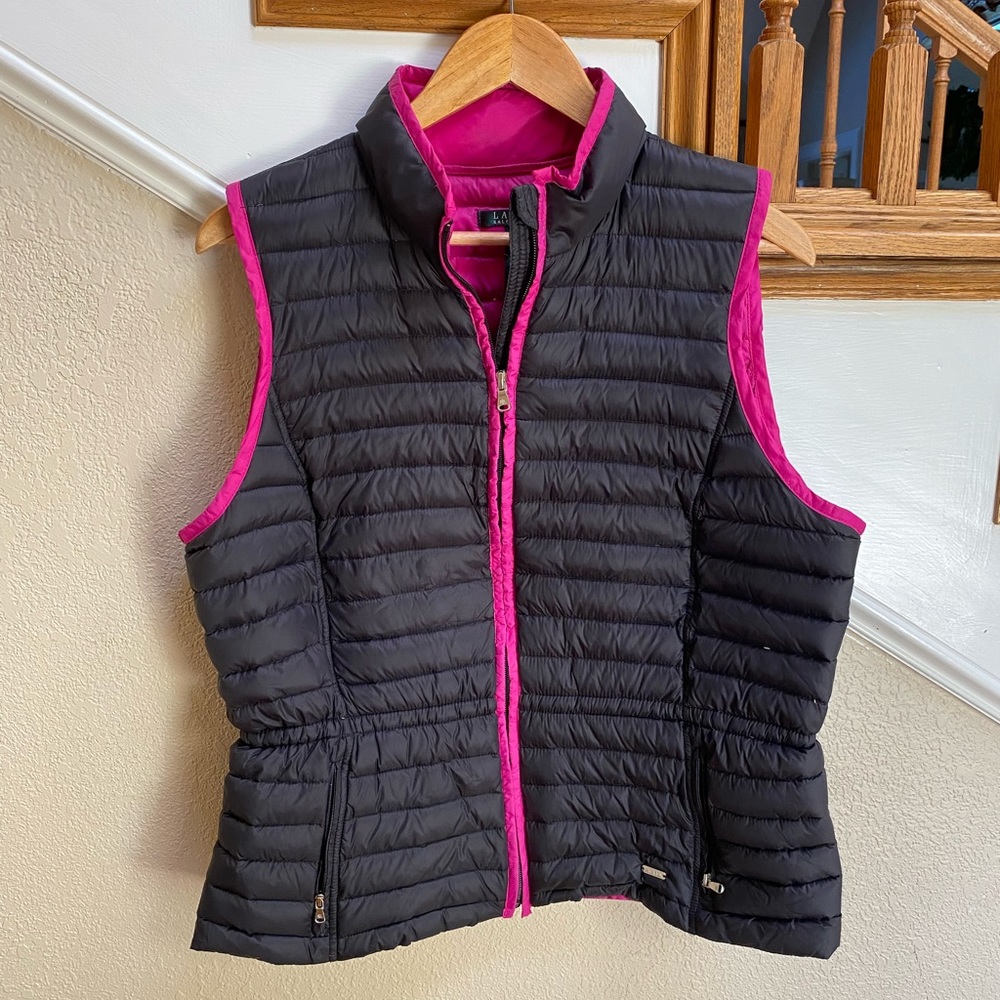 Lauren Ralph Lauren Black and Pink Puffer Vest size Large